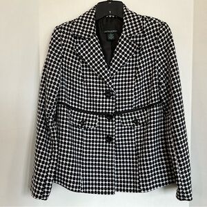 Cynthia Rowley Vintage Black and White Dot-Pattern Peplum Blazer